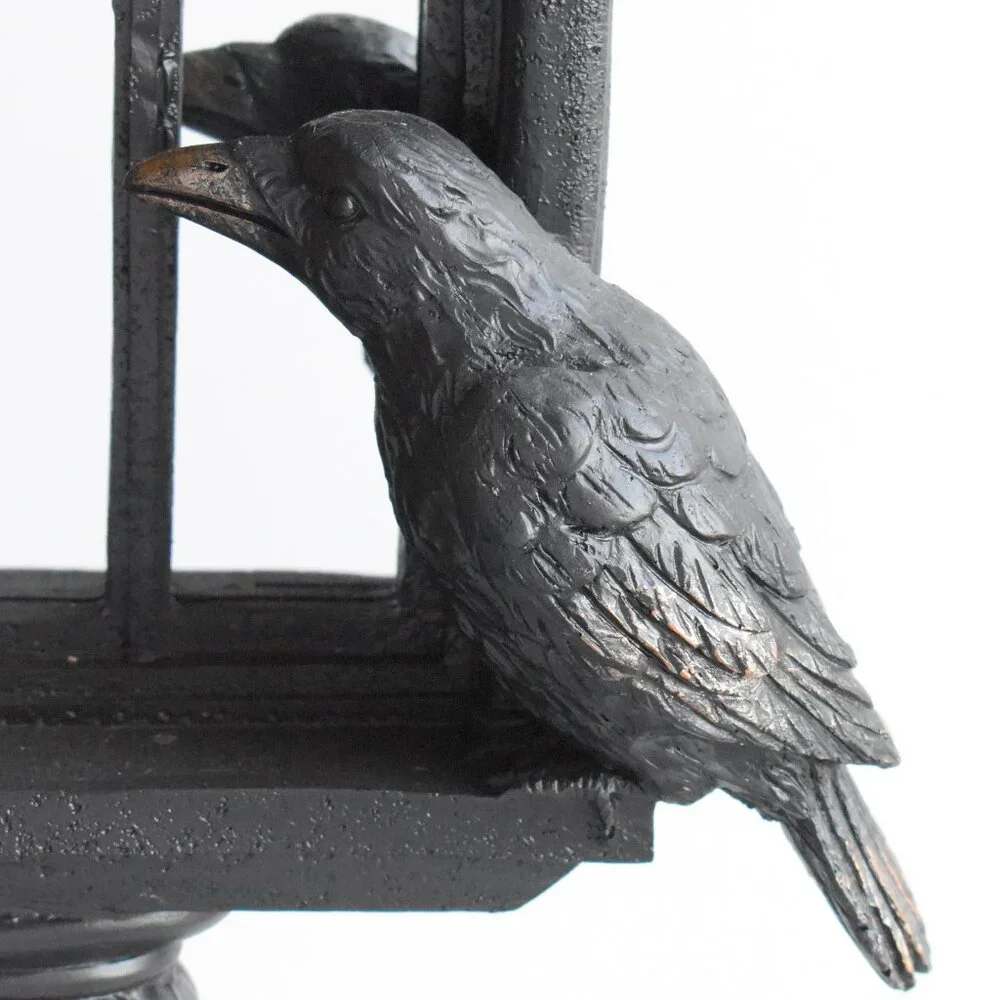 Gothic Black Resin Cathedral Window Mirror Bat Wings Cat Gargoyle Raven Decor